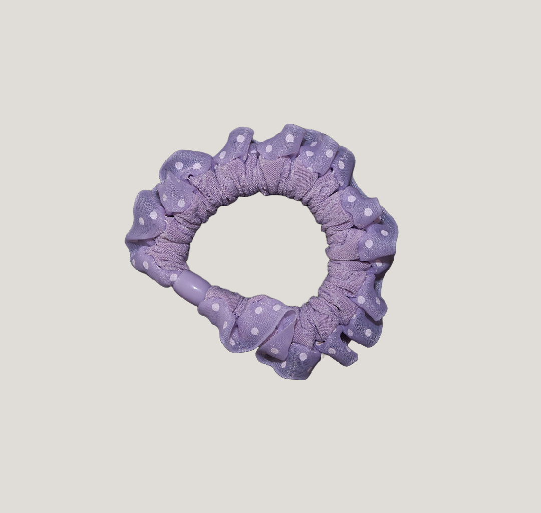 Lavender Polka Dot Scrunchies