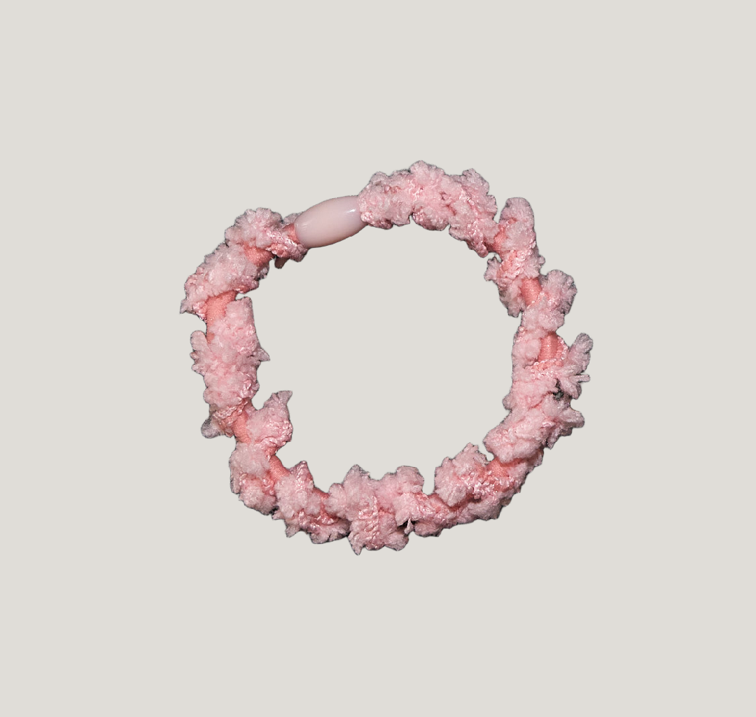 Fluffy Pink Chenille Hair Tie