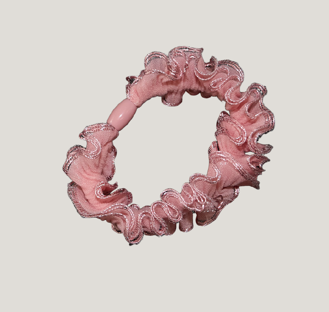 Pink Ruffled Organza Scrunchies