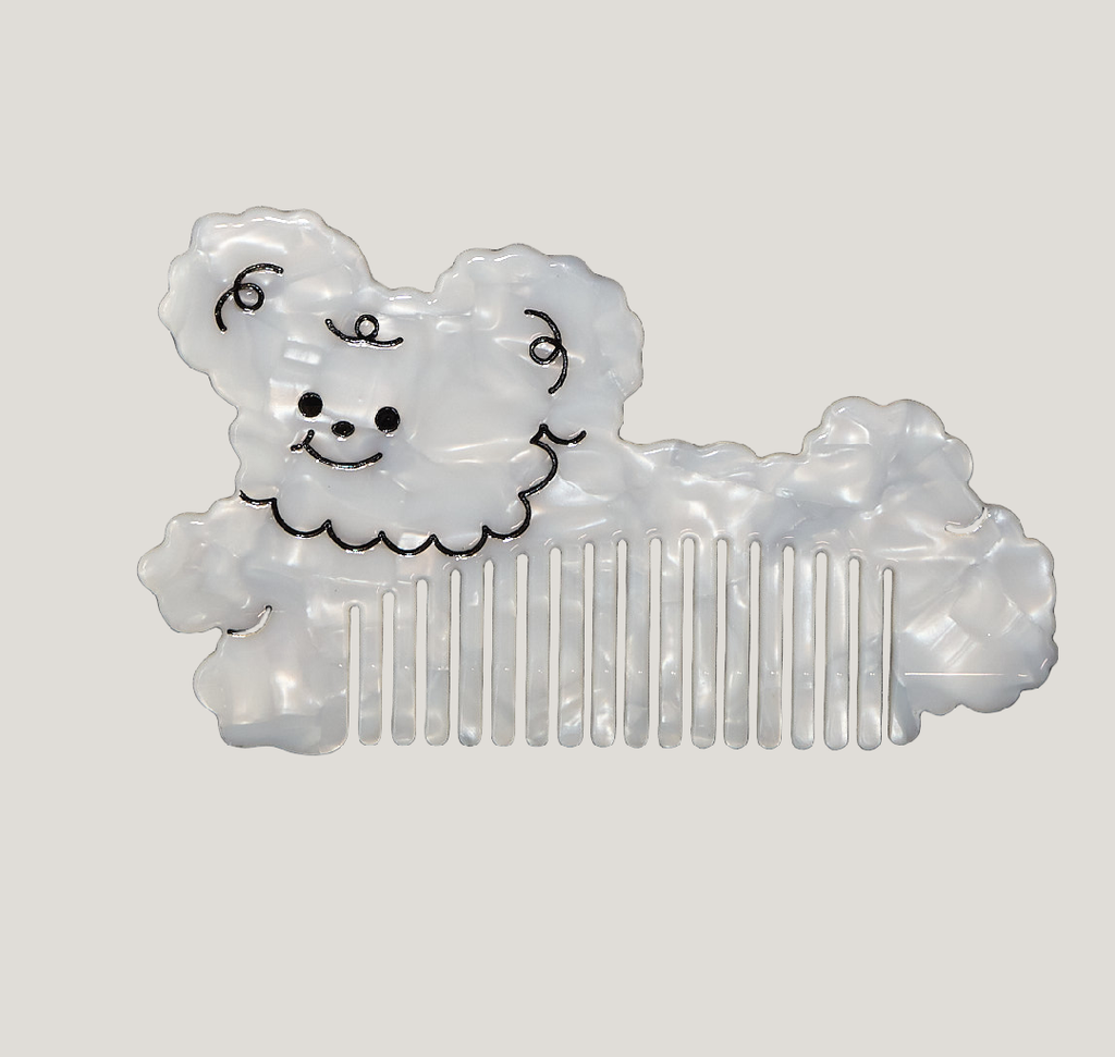 White Pearlescent Doggie Hair Comb