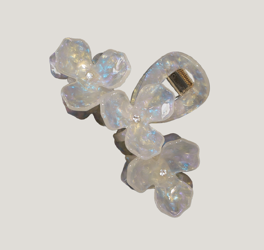 Iridescent Floral Claw Clip