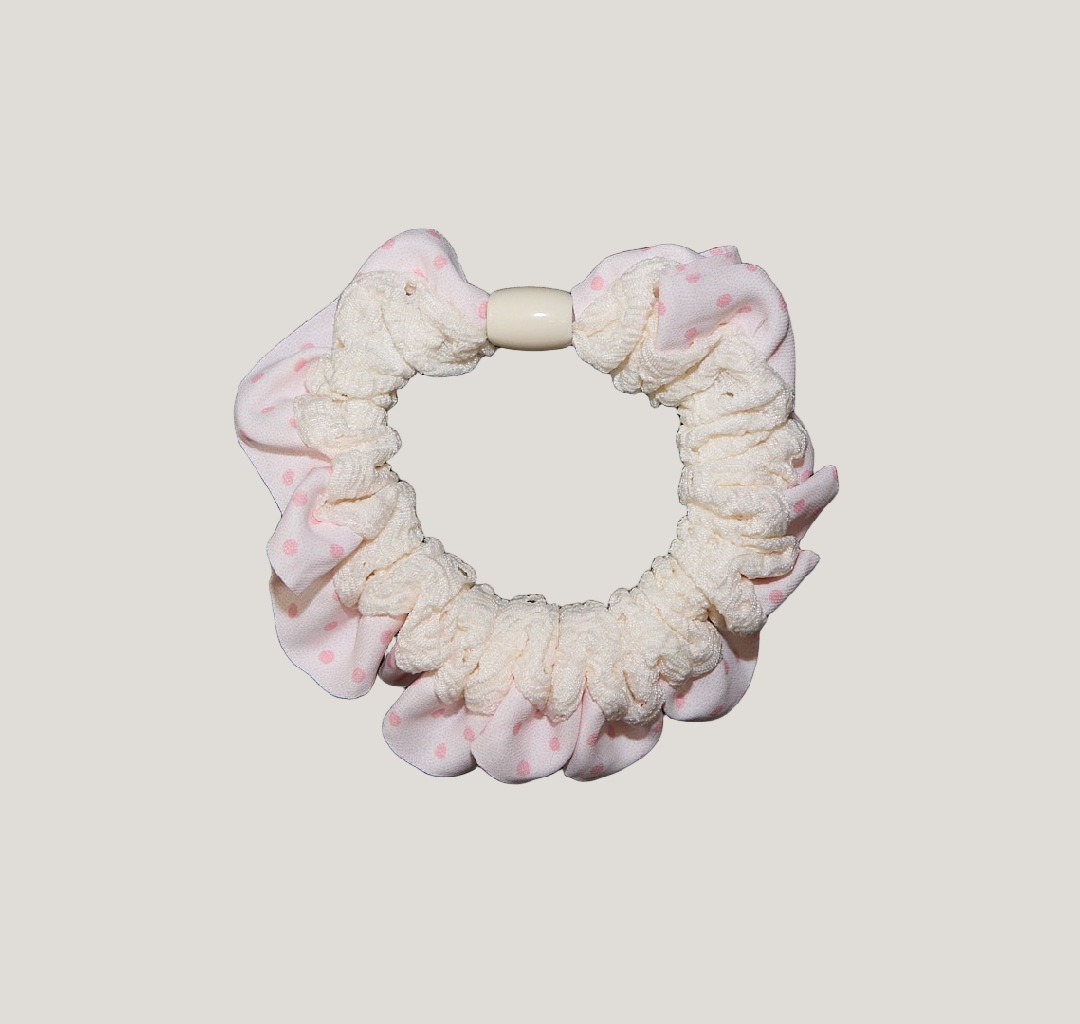 Pink Polka Dot Frill Scrunchies