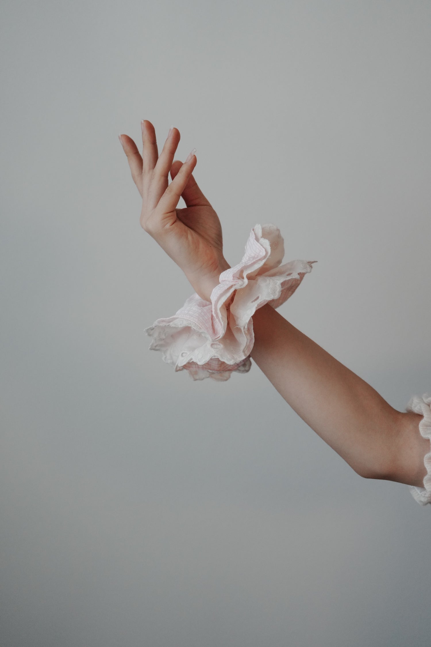 Pink Striped Lace Scrunchies - Pack of 2