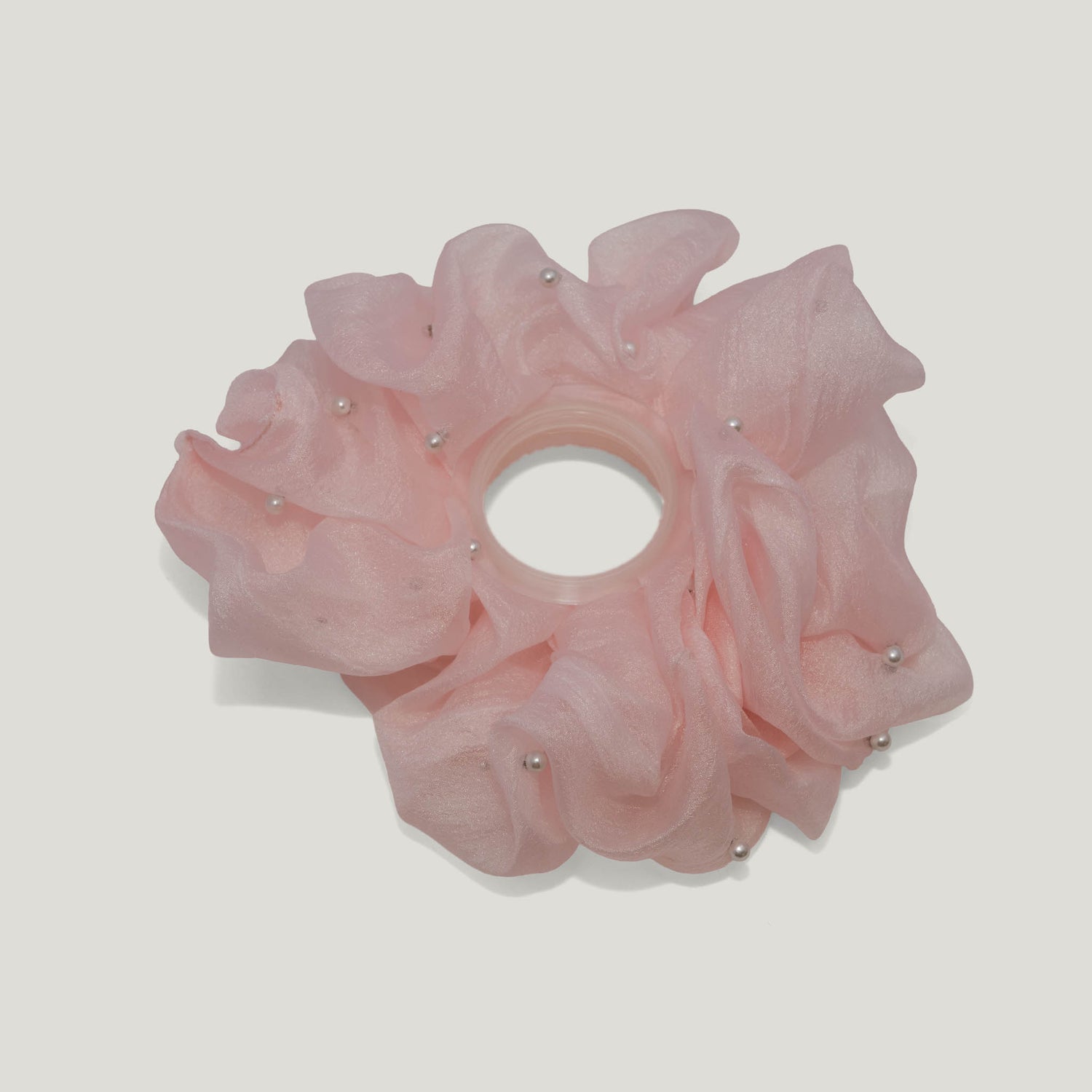 Pink Organza Pearl Scrunchies - Pack of 2