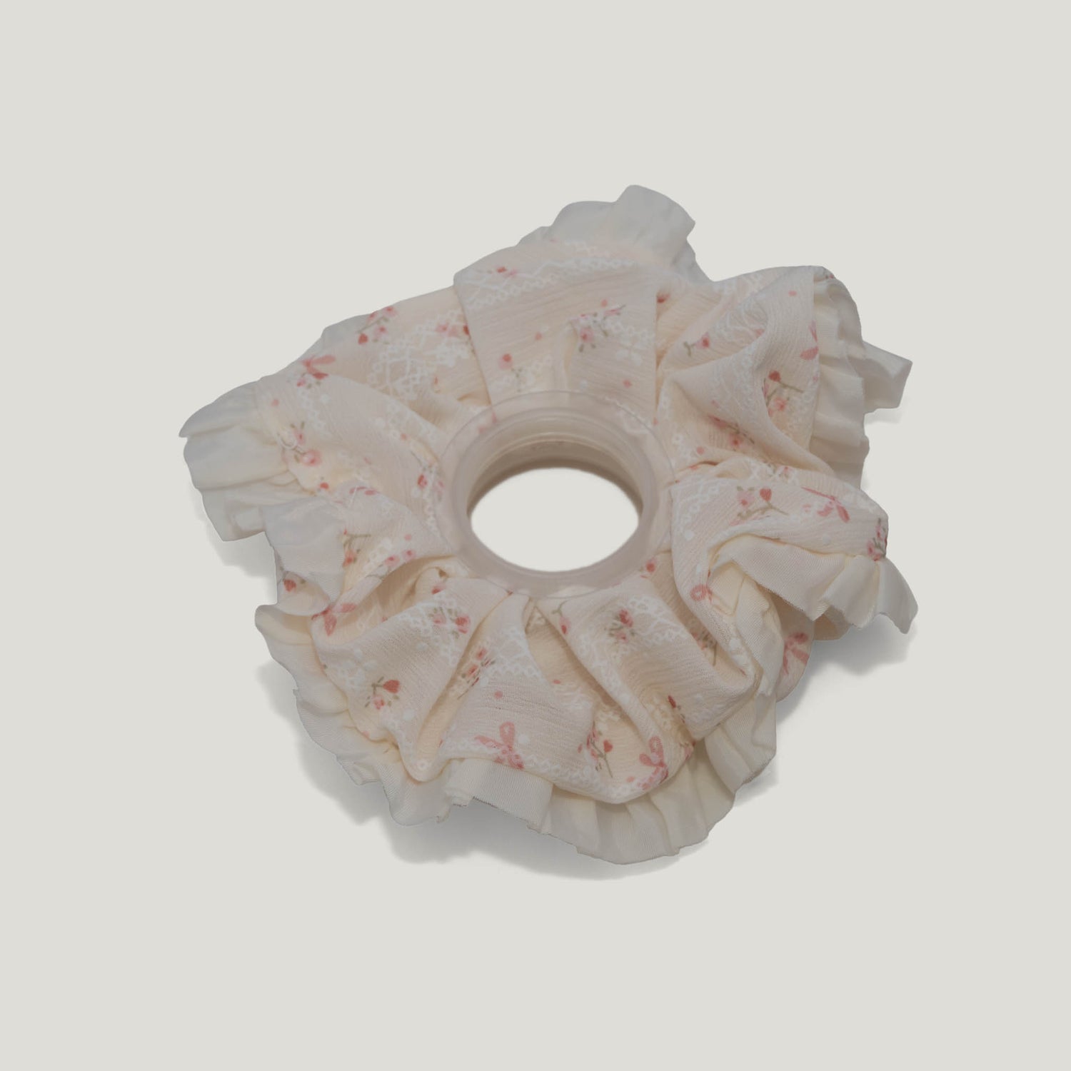Cream Floral Sheer Scrunchies - Pack of 2