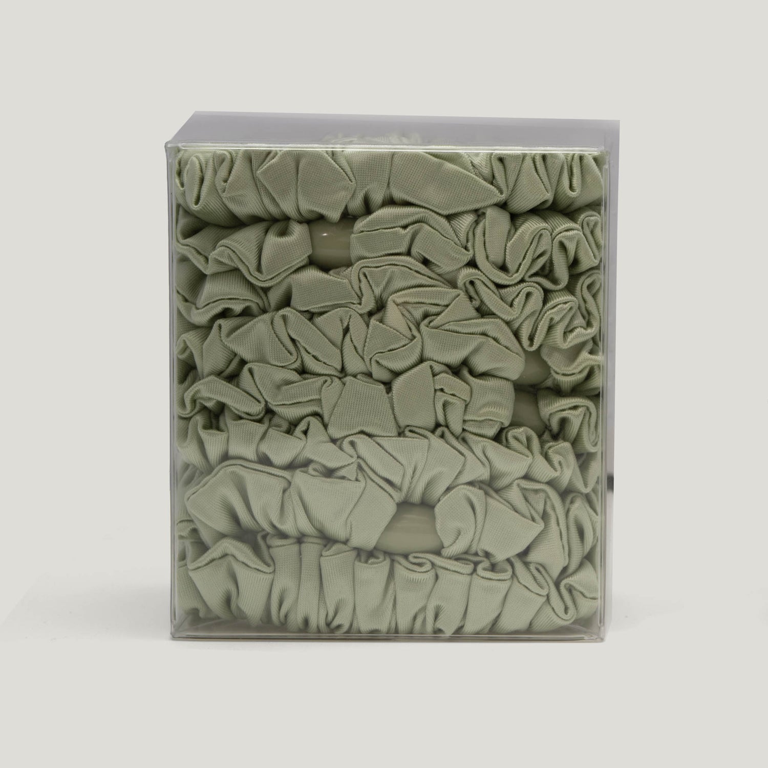 Silk Skinny Sage Green Scrunchies - Pack of 8